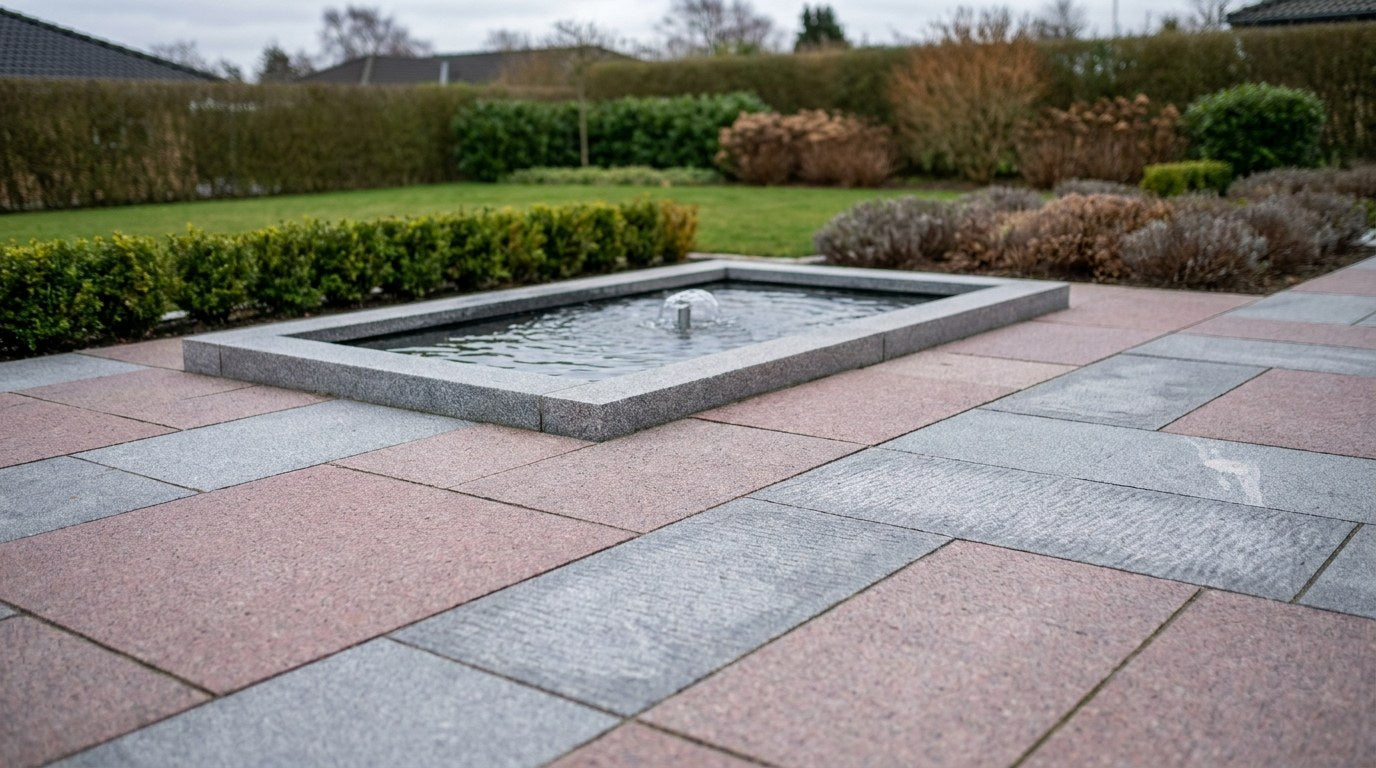 Bohus granit anvendt i et moderne nordisk byrumsprojekt